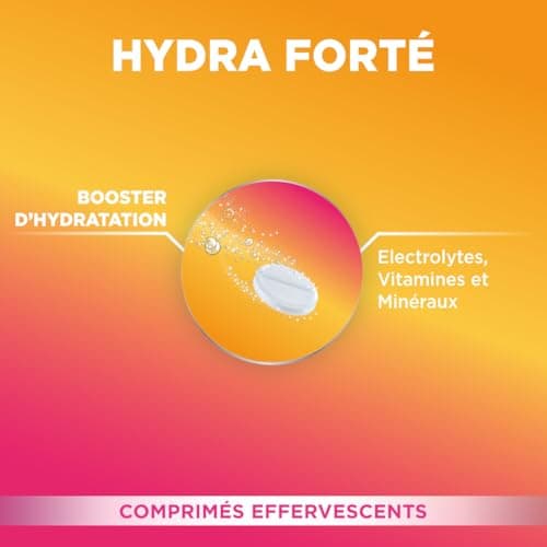 Forté Pharma - Hydra Forté Pêche - Electrolytes, Vitamines C et D, Minéraux, Magnésium - Pour les Sportsifs et Les Voyag