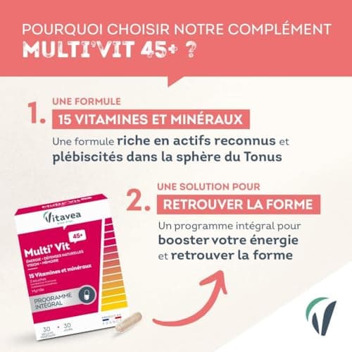 Vitavea - Multivitamines Énergie Défenses Naturelles Vision Mémoire 30 Gélules Fabrication Française