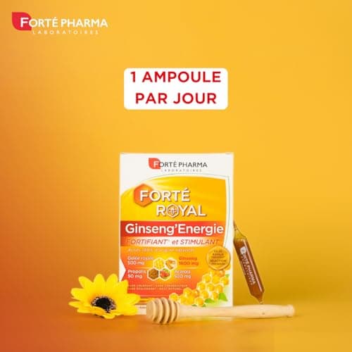Ginseng Naturel pour Personnes Fatiguées - Complément Alimentaire Énergie Forte 20 Ampoules 20 Jours - Forté Pharma