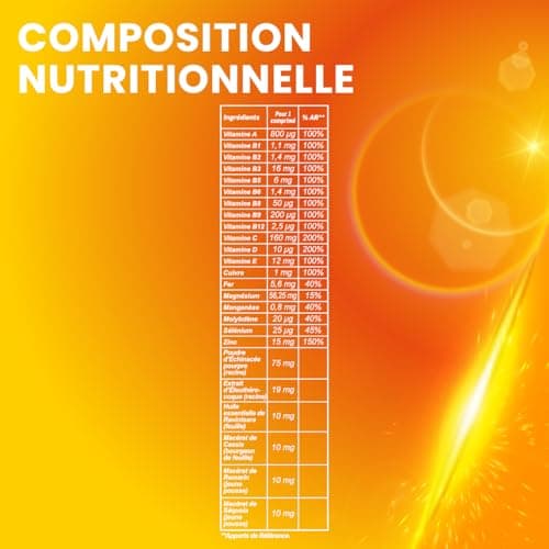 Santarome VITA'MAX Caféine & Taurine Booster, Comprimés Énergétiques pour Adultes, Matinée Énergisante, 20 Comprimés