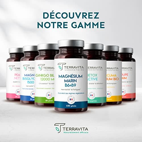 Magnésium Marin Teravita 300mg Gélules Bio Disponibles | Améliore le Sommeil | Lutte contre le Stress et la Fatigue | 10