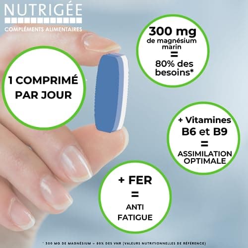 NUTRIGÉE Magnésium Marin Fort Anti-Fatigue Équilibre Psychique 30 Comprimés Program 30 JoursFabrication France