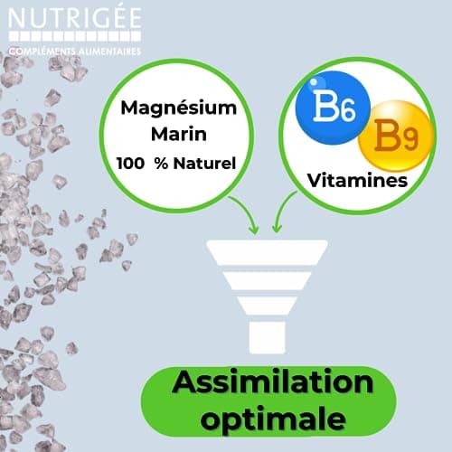 NUTRIGÉE Magnésium Marin Fort Anti-Fatigue Équilibre Psychique 30 Comprimés Program 30 JoursFabrication France