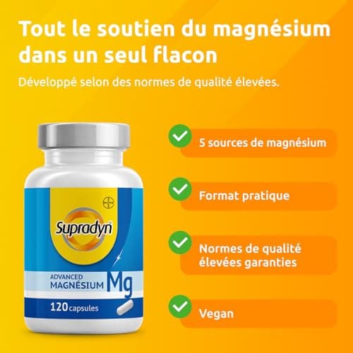Supradyn® Advanced Magnesium Complex 5 en 1 - Complément Alimentaire Anti-Fatigue, 120 Gélules - Magnésium Oxyde, Citrat
