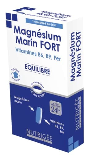 NUTRIGÉE Magnésium Marin Fort Anti-Fatigue Équilibre Psychique 30 Comprimés Program 30 JoursFabrication France