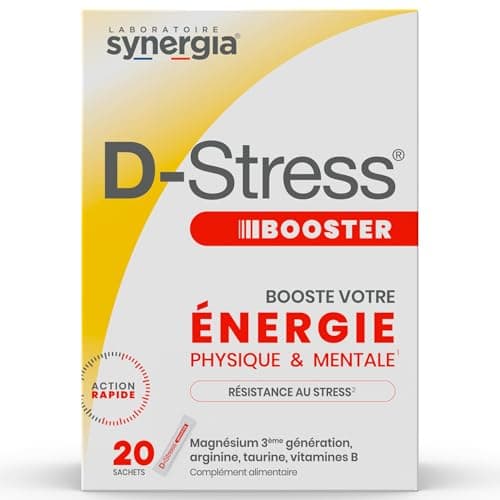 D-STRESS BOOSTER 20 Sachets | Magnésium 3ème Génération + Taurine + Arginine | Booste l’Énergie & la Concentration | Sup
