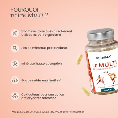 NUTRI & CO Multivitamines Haute Absorption - Multinutriments Vegan Friendly - Pour une Santé Optimale - 90 Gélules Condi