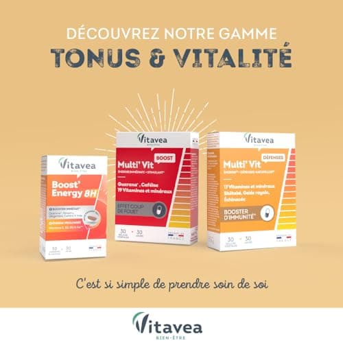 VITAVEA BIEN-ETRE - Multi’vit Défenses 30 gélules - Vitamine C, D, B6, B12 + Gelée royale & Shiitaké pour renforcer l’im