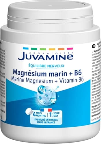 Magnésium Marin JUVAMINE 300mg + Vitamine B6 - Fatigue et Stress - Equilibre Nerveux - Format 4 Mois 120 Comprimés Franc