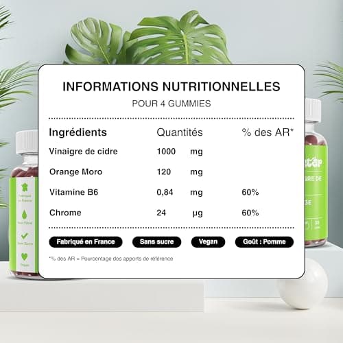 Nektar Gummies Vinaigre de Cidre | Perte de Poids, Digestion & Énergie | Sans Sucre, Vegan