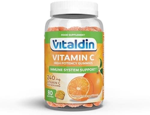VITALDIN Vitamine C Gummies - Renforce le Système Immunitaire - Sans Gluten - 80 Gommes (240 mg par dose) - Pour Enfants