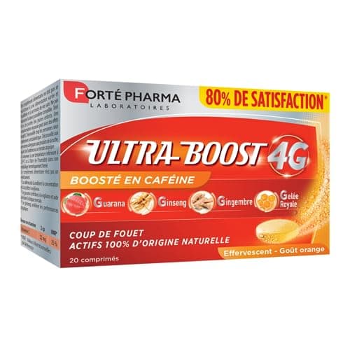 Forté Pharma - Booster d'Énergie avec Caféine, Vitamine C & D - 20 Comprimés Effervescents pour Vitalité & Performance -
