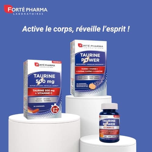 Forté Pharma Taurine 500mg – Boost d’énergie en 15 min, Complément alimentaire renforcé en vitamine C, 30 comprimés 1/jo