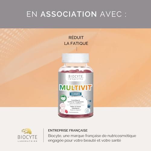BIOCYTE Immunité Gummies pour Défenses Immunitaires - Vitamine D, C, Zinc, Echinacée, Merlot et Propolis - 60 Douces Gom