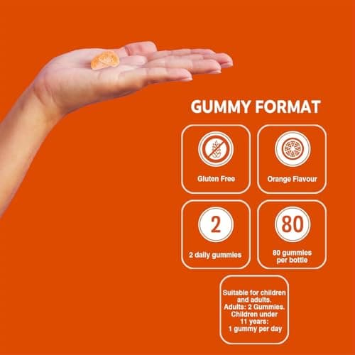 VITALDIN Vitamine C Gummies - Renforce le Système Immunitaire - Sans Gluten - 80 Gommes (240 mg par dose) - Pour Enfants