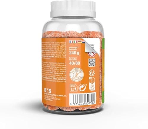 VITALDIN Vitamine C Gummies - Renforce le Système Immunitaire - Sans Gluten - 80 Gommes (240 mg par dose) - Pour Enfants
