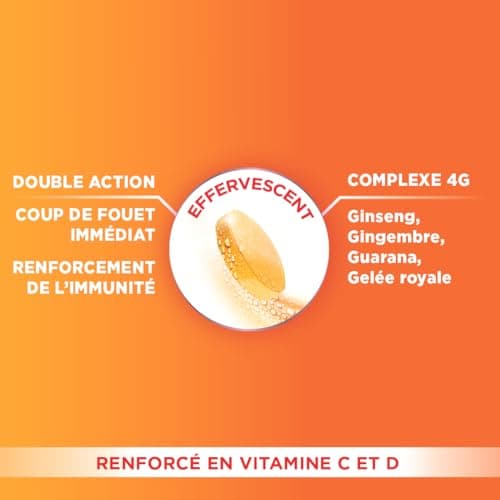 Forté Pharma - Ultra Boost 4G Booster d’Immunité | 30 Comprimés Effervescents | Vitamine C, Vitamine D, Guarana, Gelée R