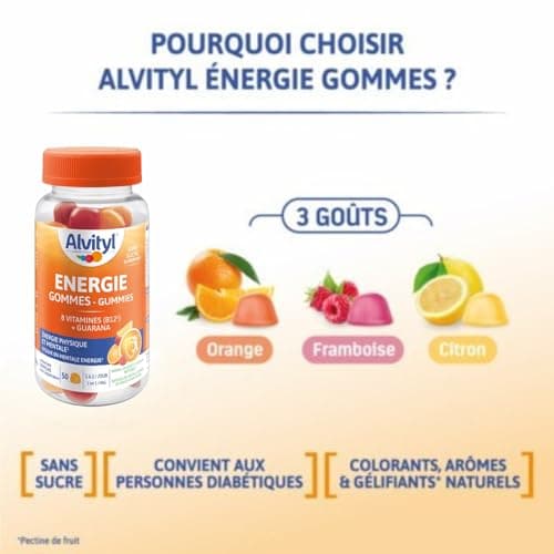 Alvityl Energie Gummies - 8 Vitamines & Guarana - Energie pour Tous les Âges - 50 Gummis