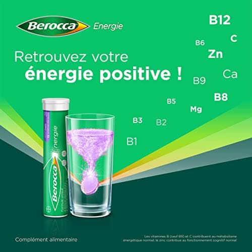 Berocca® Multivitamines - Complément alimentaire effervescent pour réduire la fatigue - 2X45 comprimés - Vitamine C, B1,