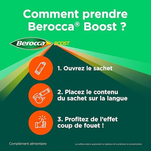 Berocca® Boost Stick - Complément énergisant avec Vitamine B12 & Caféine - 2x14 Sachets de Goût Cola pour Réduire la Fat