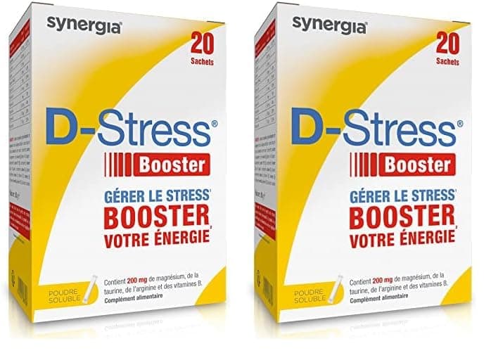 D-STRESS BOOSTER 20 sachets Lot de 2 | Magnésium de 3ème Génération + Taurine + Arginine | Booste l’Énergie Physique et
