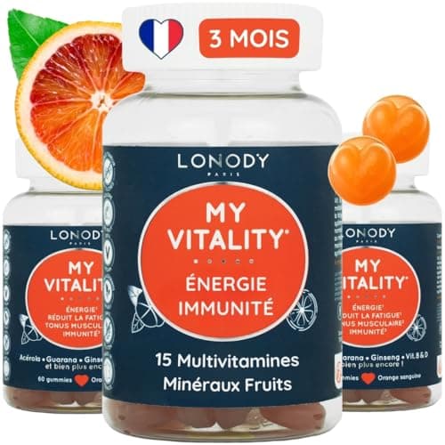 Lonody Pack 3 mois Gummies Multivitamines - Vitalité, Immunité et Energie pour Adults - Vitamine D, C et B12 - Zinc et G