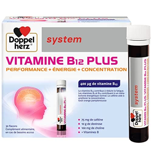 Doppelherz System VITAMINE B12 PLUS, Performance en Goute Liquid, Énergie et Concentration Pour Adultes, Goût Orange et