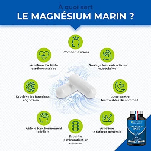 Magnésium Marin et Vitamine B6 Simag55™ | Combattant la Fatigue pour les Adultes | 150 mg/jour | 120 Gélules Végétales |