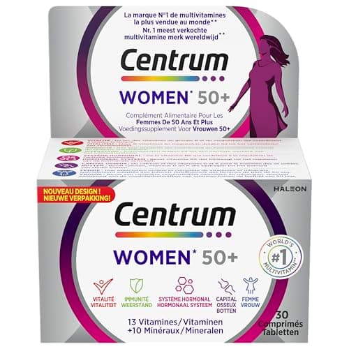 CENTRUM Multivitamines Femme 50+ - Vitalité, Immunité et Capital Osseux - 13 Vitamines et 11 Minéraux - 30 Comprimés