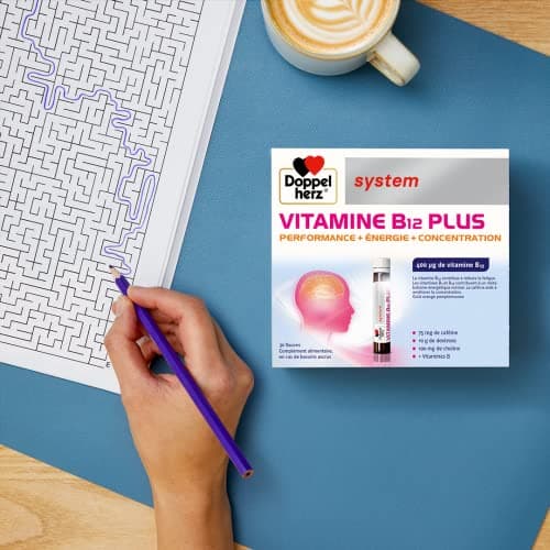 Doppelherz System VITAMINE B12 PLUS, Performance en Goute Liquid, Énergie et Concentration Pour Adultes, Goût Orange et