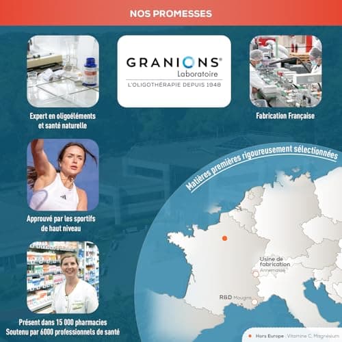 GRANIONS | Vitamineris Shot Anti Fatigue - Vitamine C + Gelee Royale + Hibiscus - 10 Shots - Goût Fruits Rouges - Forme