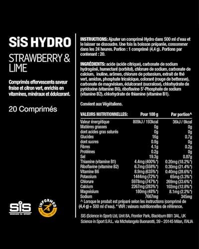 Science in Sport Hydro Électrolytes Hydratation sans Sucre - 20 Comprimés Vegan & Sans Gluten, Rééquilibre Électrolytiqu
