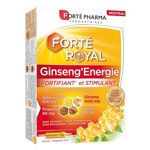 Ginseng Naturel pour Personnes Fatiguées - Complément Alimentaire Énergie Forte 20 Ampoules 20 Jours - Forté Pharma