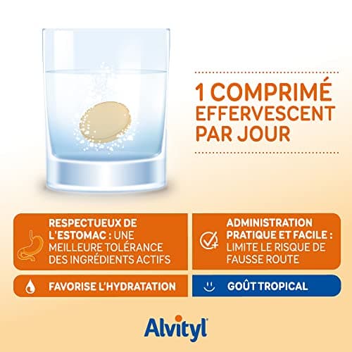 Alvityl - Comprimés effervescents Vitalité 50+ - 12 vitamines, 8 minéraux, 2 plantes et lutéine - Dès 50 ans - 30 compri