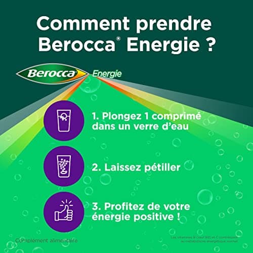 Berocca® Multivitamines - Complément alimentaire effervescent pour réduire la fatigue - 2X45 comprimés - Vitamine C, B1,