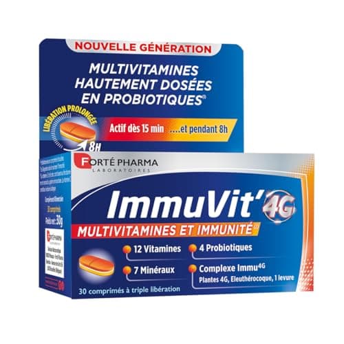 Forté Pharma - Complément Alimentaire Immunité et Vitalité 12 Vitamines, 7 Minéraux et 4 Ferments - 30 Comprimés Tri-cou