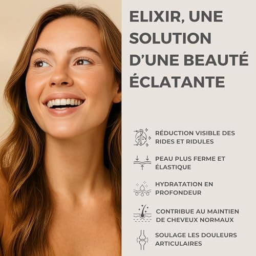 Collagene puissant 5000mg – 20 Shots Liquides Bio à Base d'Acide Hyaluronique, Vitamines C & E et Biotine pour Peau, Che