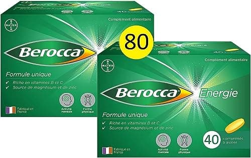 Berocca® Energie - Multivitamines pour Réduire la Fatigue - Vitamines C, B3, B5, B1, B12 + Calcium, Magnésium, Zinc - 28