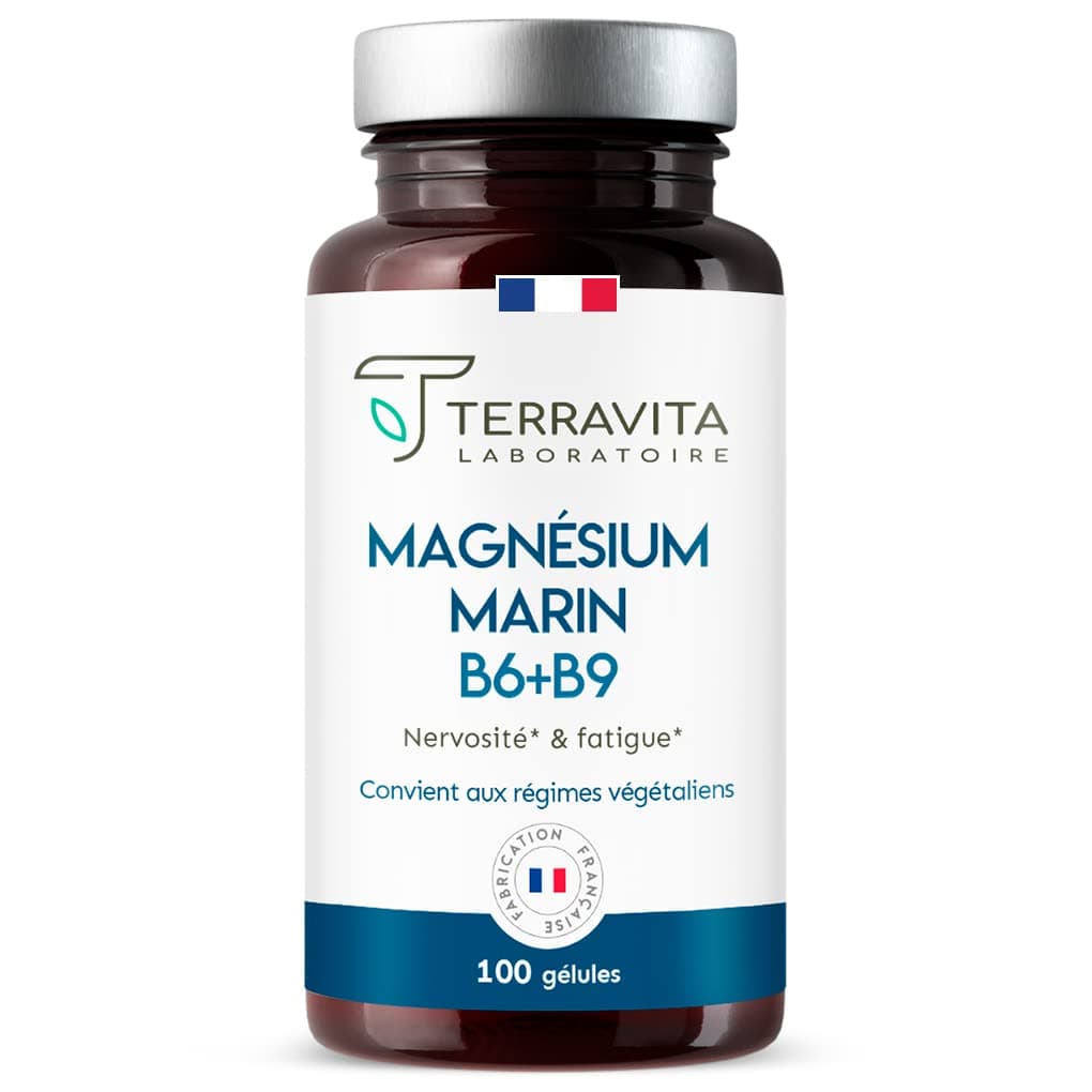Magnésium Marin Teravita 300mg Gélules Bio Disponibles | Améliore le Sommeil | Lutte contre le Stress et la Fatigue | 10