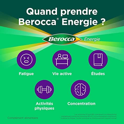 Berocca® Multivitamines - Complément alimentaire effervescent pour réduire la fatigue - 2X45 comprimés - Vitamine C, B1,