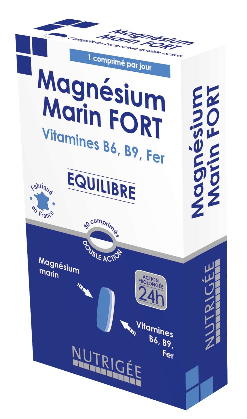 NUTRIGÉE Magnésium Marin Fort Anti-Fatigue Équilibre Psychique 30 Comprimés Program 30 JoursFabrication France