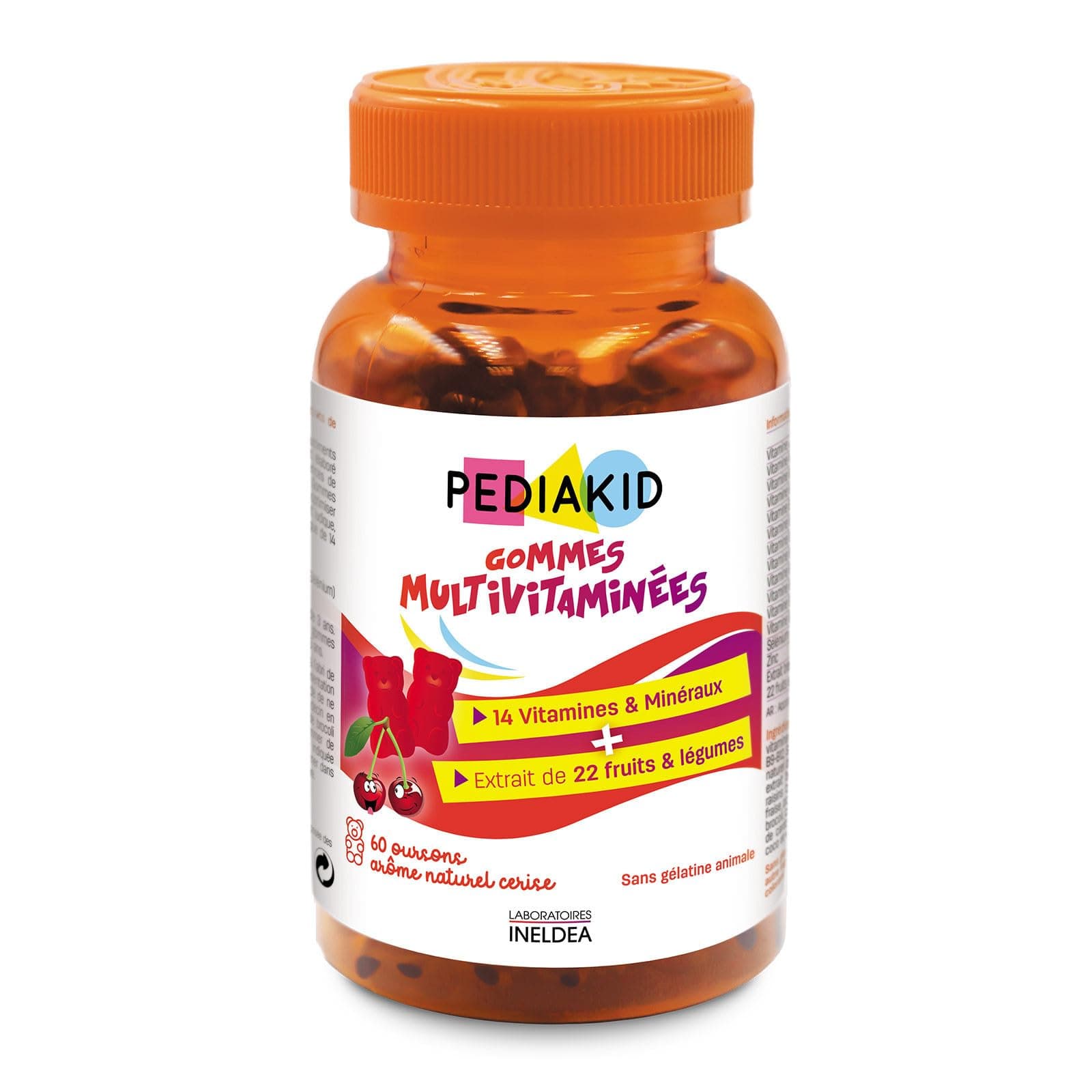 PEDIAKID - Gommes Multivitaminées Naturelles - Réduisent la Fatigue et Soutiennent les Défenses - 60 Gommes