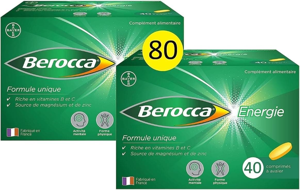 Berocca® Energie - Multivitamines pour Réduire la Fatigue - Vitamines C, B3, B5, B1, B12 + Calcium, Magnésium, Zinc - 28