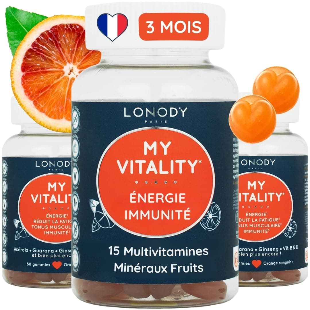 Lonody Pack 3 mois Gummies Multivitamines - Vitalité, Immunité et Energie pour Adults - Vitamine D, C et B12 - Zinc et G