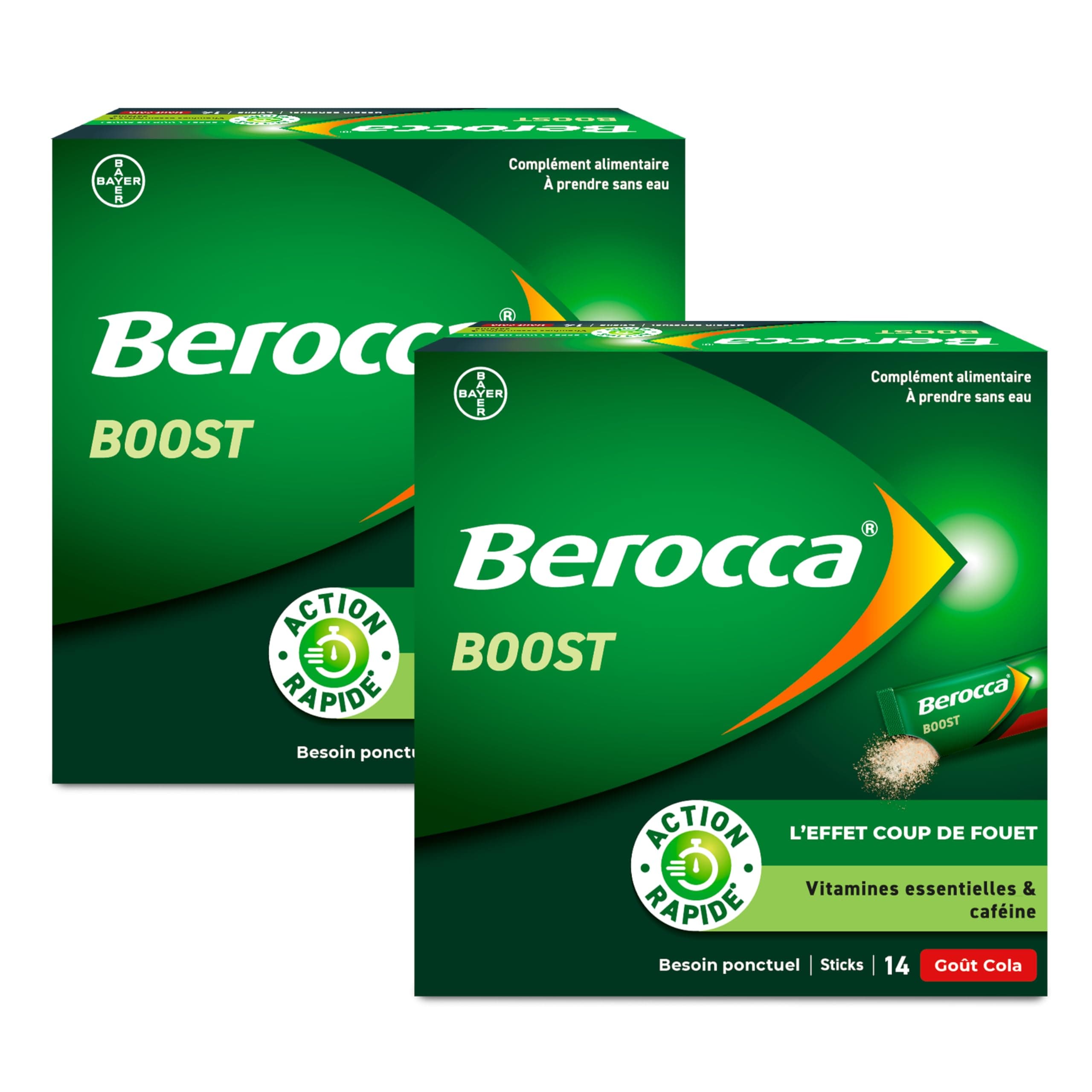 Berocca® Boost Stick - Complément énergisant avec Vitamine B12 & Caféine - 2x14 Sachets de Goût Cola pour Réduire la Fat